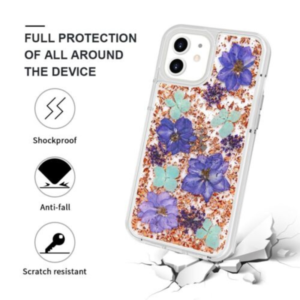 Dried Flower Bling Gold Foil Clear Case Cover for iPhone 12 Pro Max (6.7'')