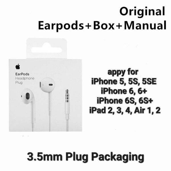GENUINE Apple Headphones EarPods 3.5mm Plug For iPhone 5, 6, 6S, 6Plus iPad