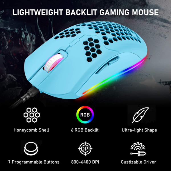 Gaming Mouse Wired Lightweight Ergonomic RGB LED Backlit Gamer Laptop PC PS4 MAC