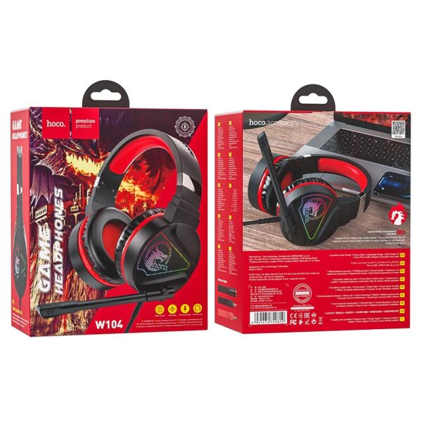Hoco Headphones W104 Drift Gaming Headset Red